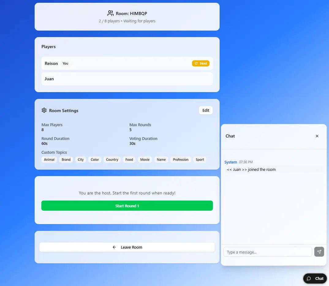 Stop/Tutti Frutti – Juego Multijugador Web - Imagen 1